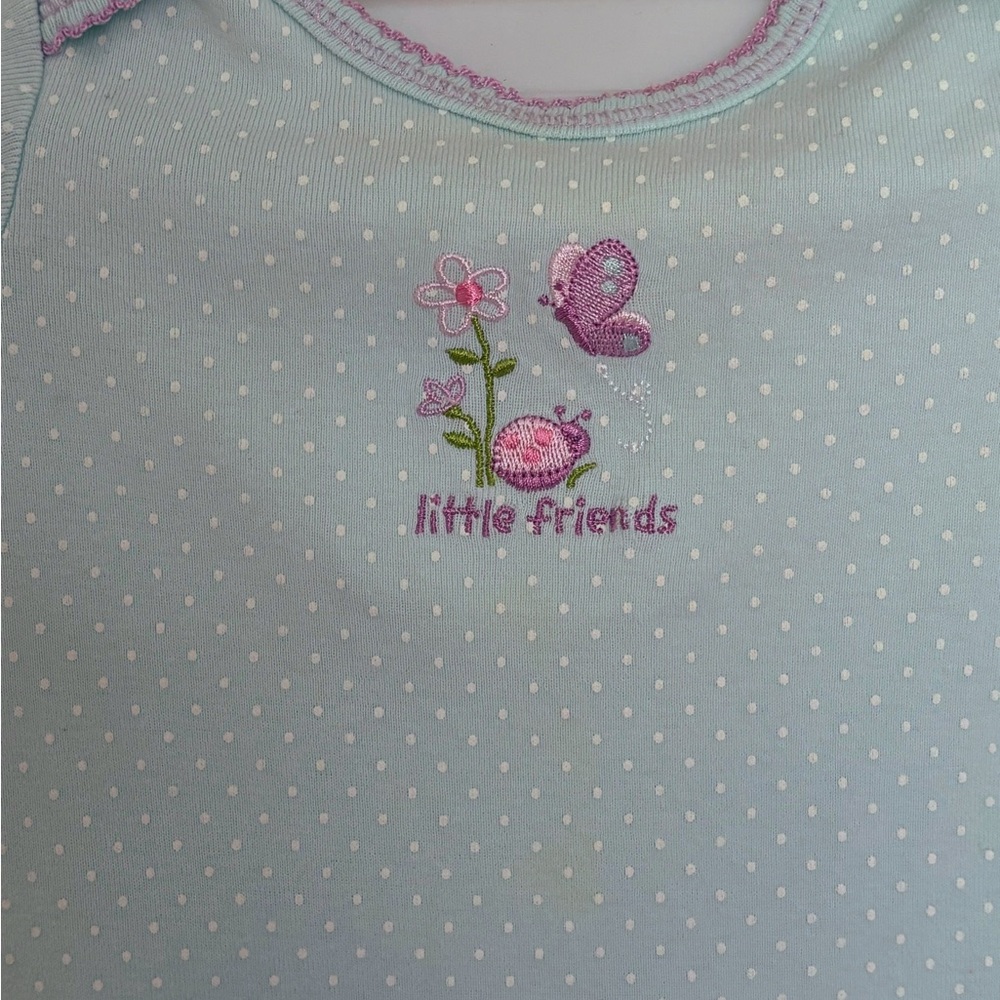 Carter's Light Blue Onesie with Polka Dots and Embroidery
